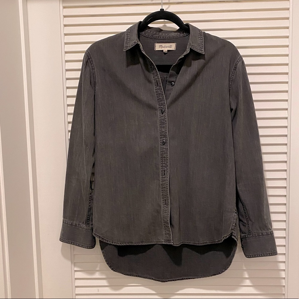 Madewell Dark Grey Denim Button Down Top